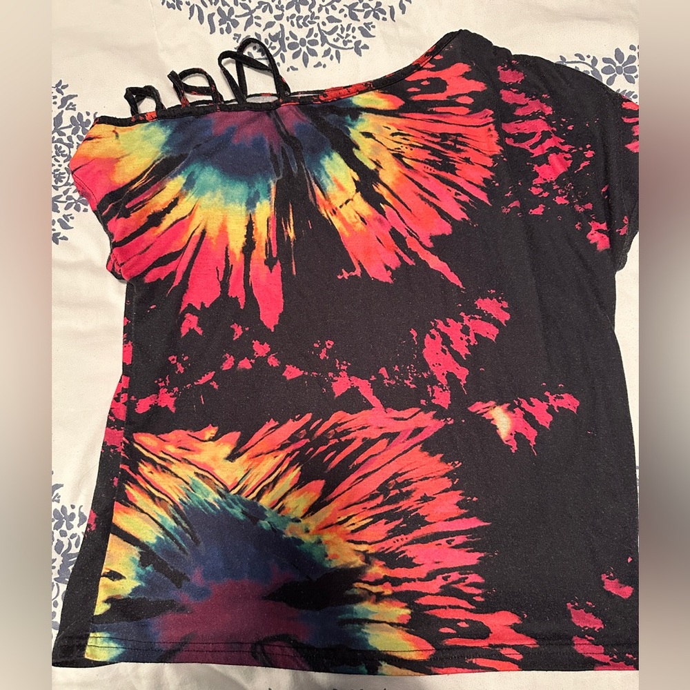 Vibrant Tie-Dye off the shoulder Women's Top. No brand or size. Tag removed.